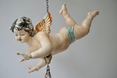 Porcelain Hanging Planter/Jardinière with Winged Putti