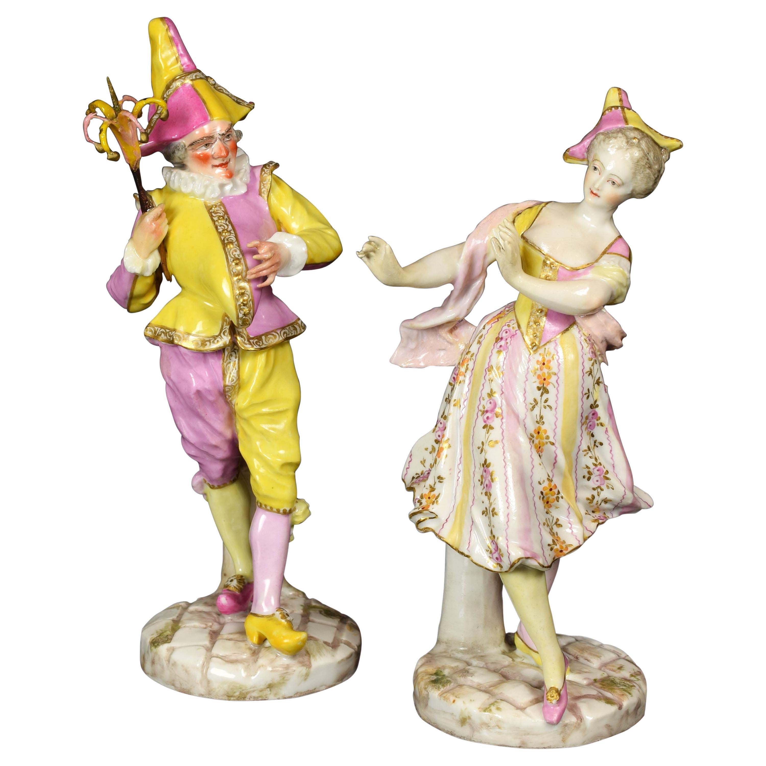 Porcelain “Harlequin and Columbina”, “Samson, Edmé et Cie”, France, 19th Century