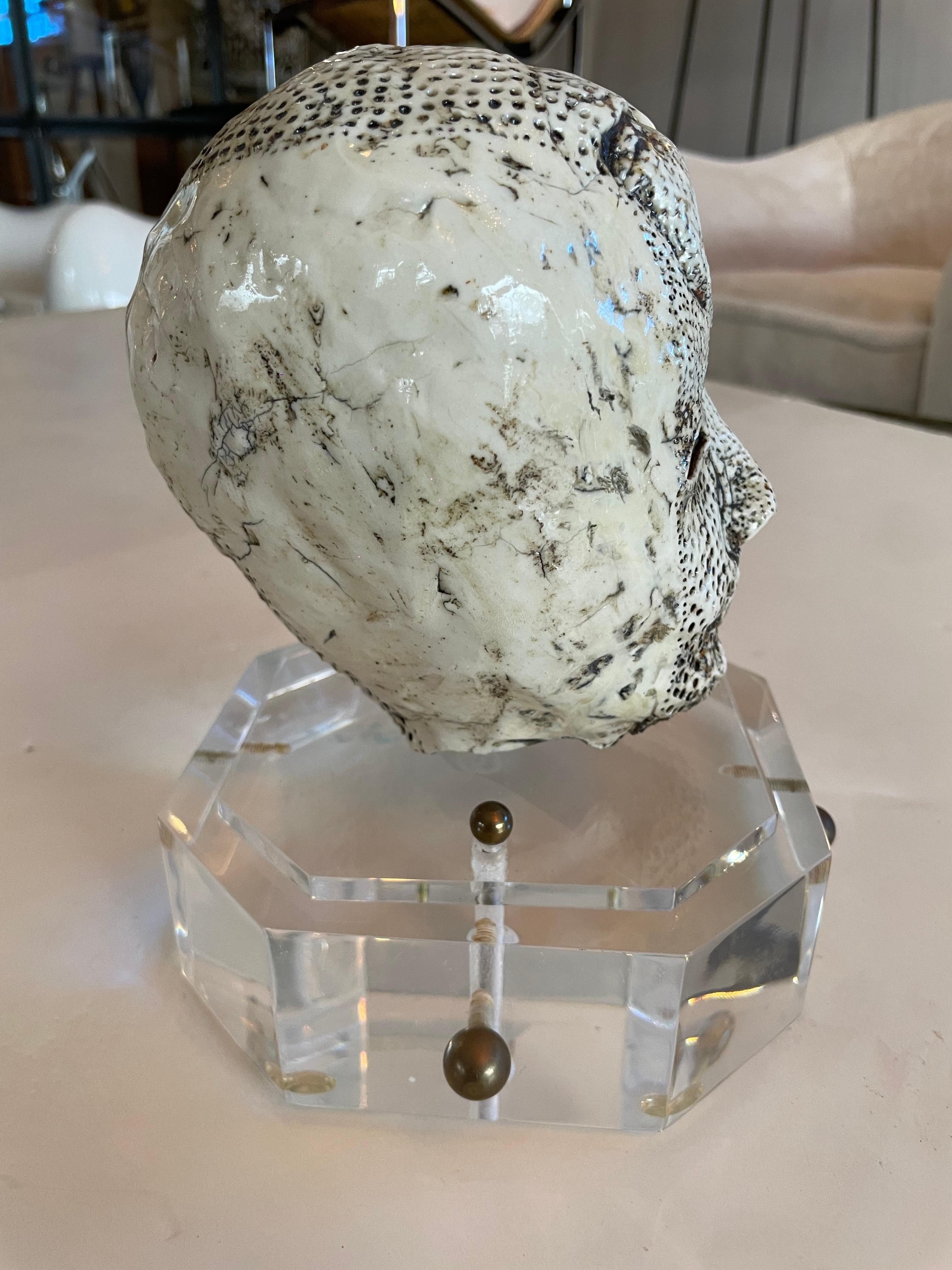 Porcelain Head Sculpture by Michele Oka Doner In Excellent Condition In Los Angeles, CA
