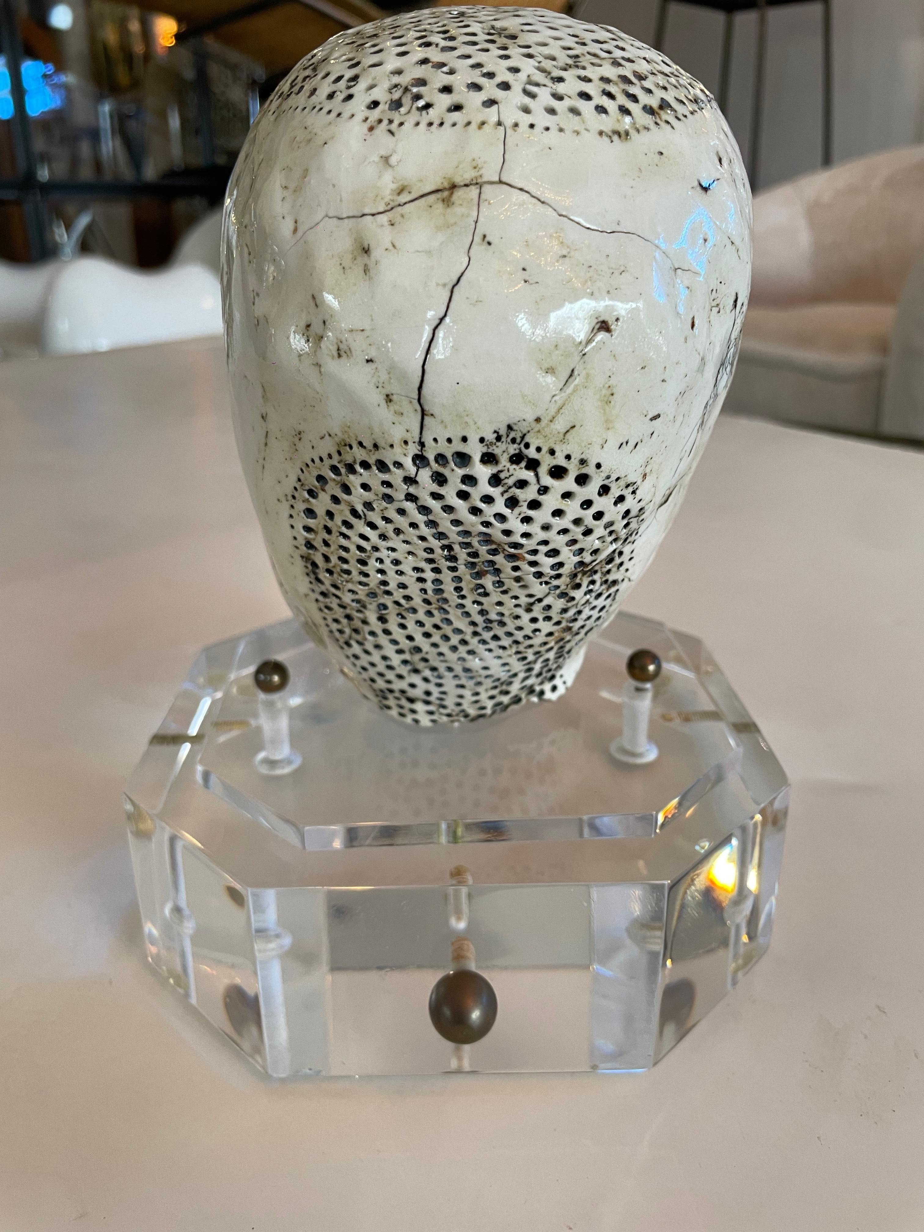 Lucite Porcelain Head Sculpture by Michele Oka Doner