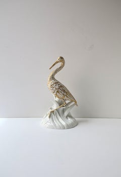 Porcelain Heron Bird Sculpture Decorative Object