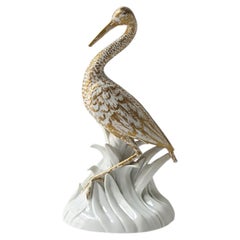 Porcelain Heron Bird Sculpture Decorative Object