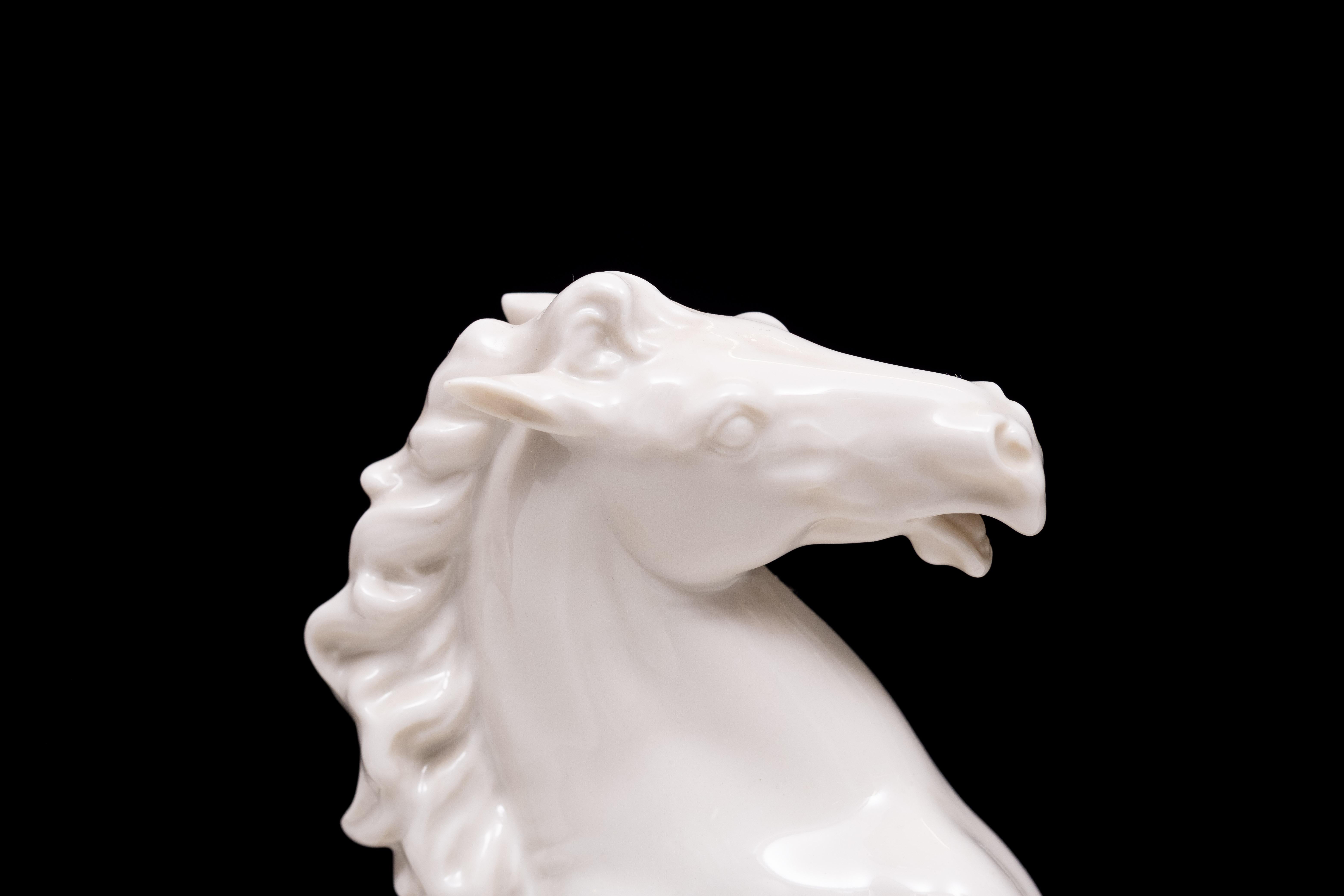 Estatua de porcelana de caballo Lorenz Hutschenreuther Alemania en venta 3