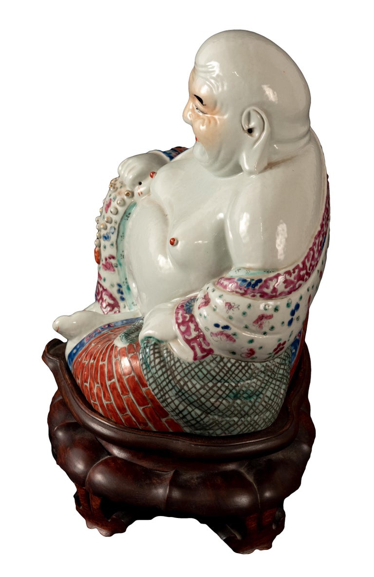 Porcelain Hotei or Laughing Buddha Statue at 1stDibs
