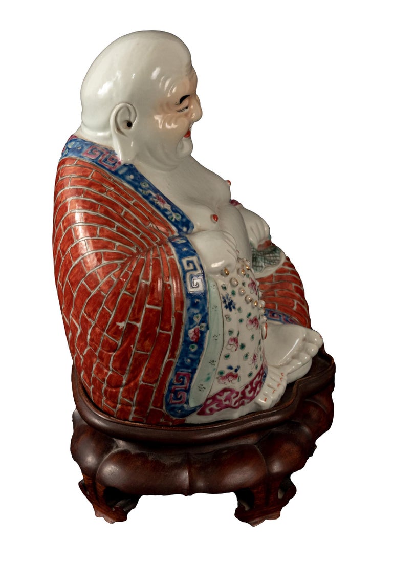 Porcelain Hotei or Laughing Buddha Statue at 1stDibs