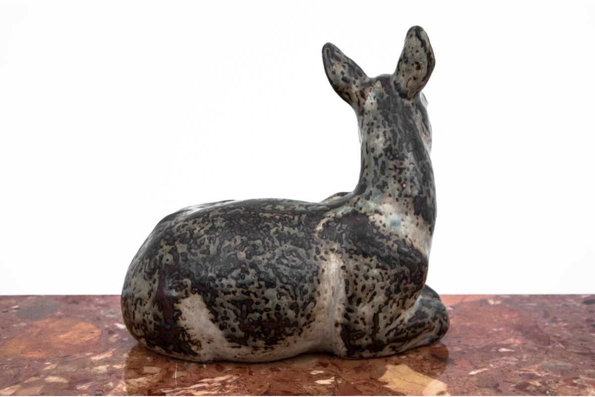 Danish Porcelain Huge Deer Figurine Royal Copenhagen, 1950s, Design by Knud Khyn