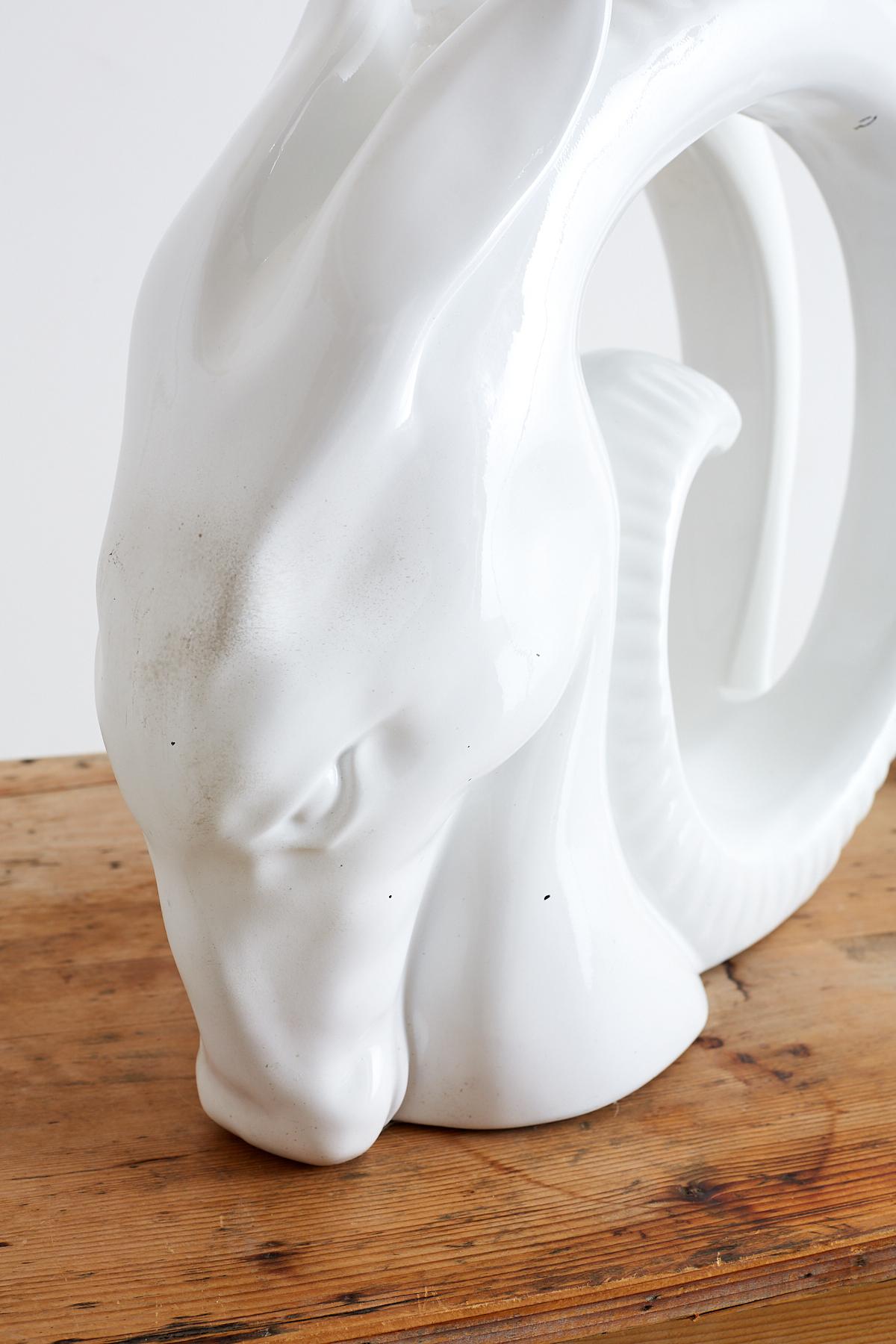 Porcelain Ibex Ram's Head Table Lamp 9