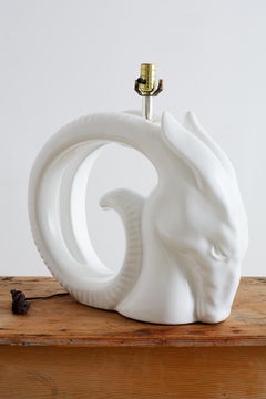 Porcelain Ibex Ram's Head Table Lamp