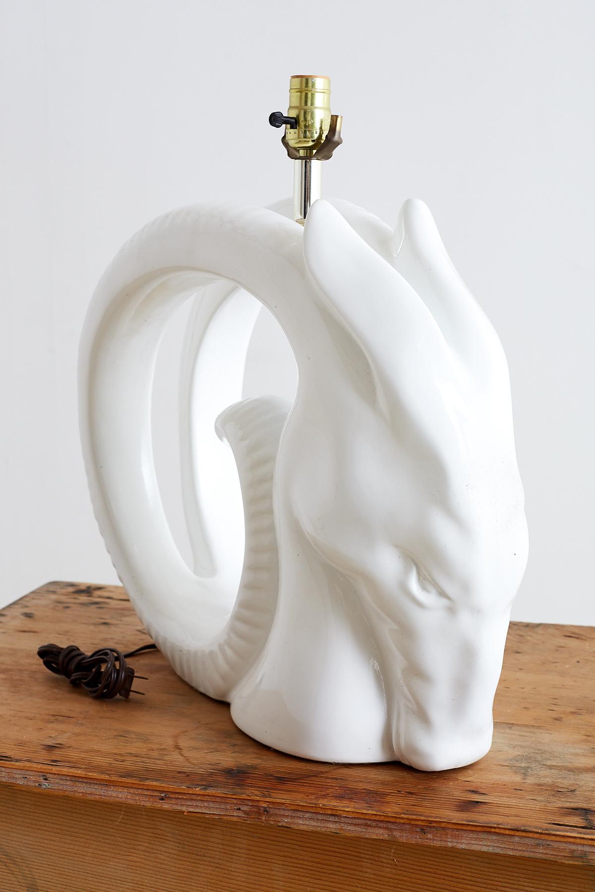 Porcelain Ibex Ram's Head Table Lamp 1