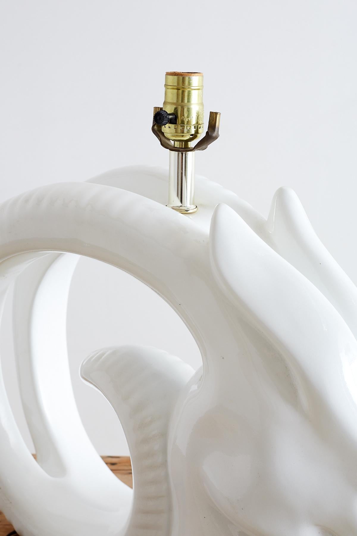 Porcelain Ibex Ram's Head Table Lamp 3