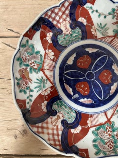 Porcelain Imari Scalloped Dinner plate, 19th Century, Blue, White, Red & Green