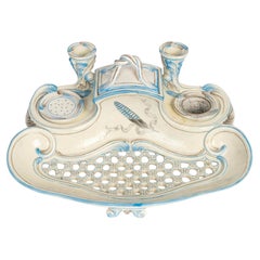 Porcelain Inkwell Signed By Emile Gallé, Early 20th Century.
