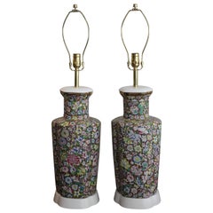Vintage Porcelain Japanese Lamps Decorated in Hong Kong