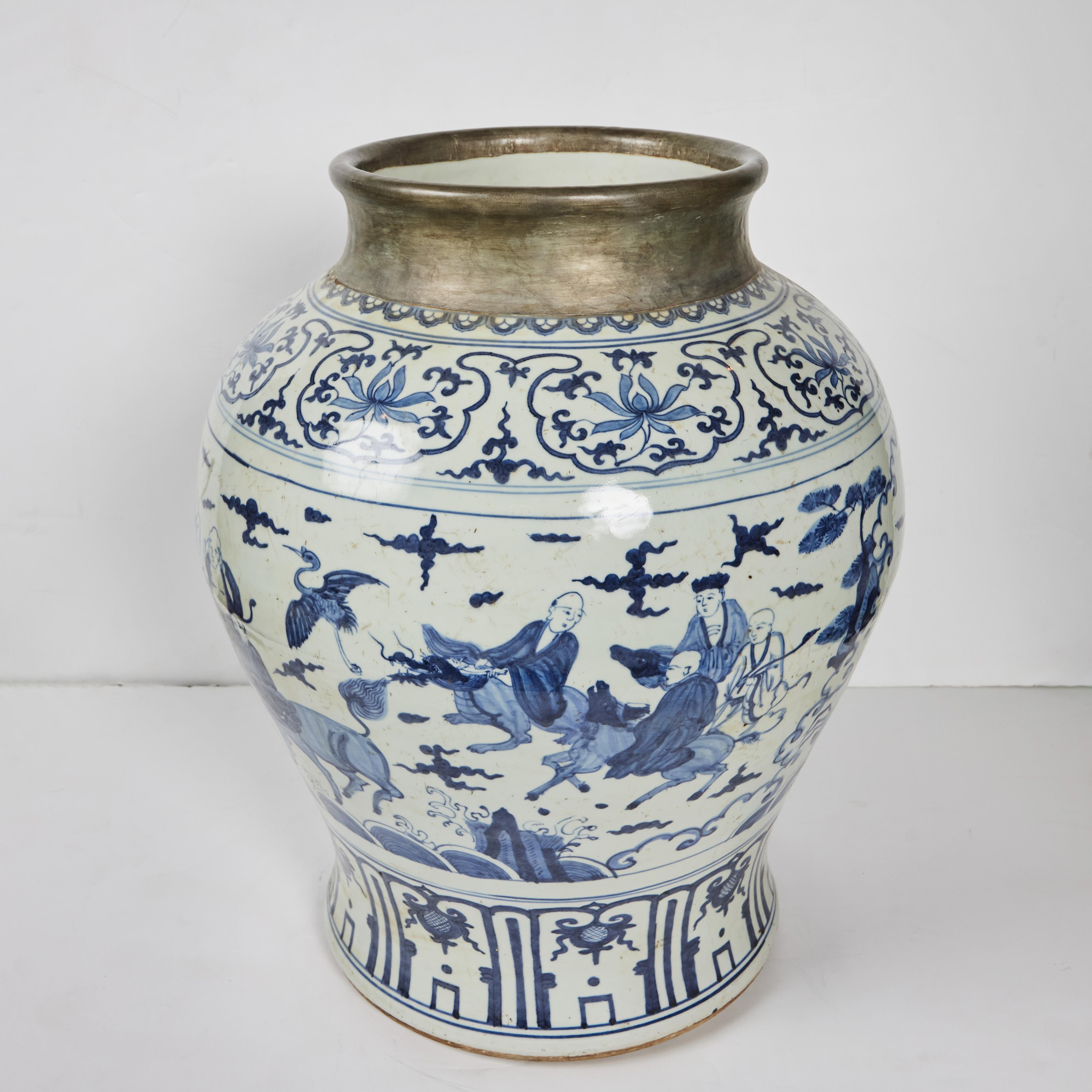 Hand-Painted Porcelain Jar Yuan Dynasty-Style  For Sale