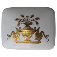 Porcelain Jewelry Box with Urn and Bird Design