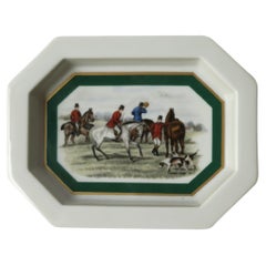 Vintage Porcelain Jewelry Dish with Equestrian Horse Scene