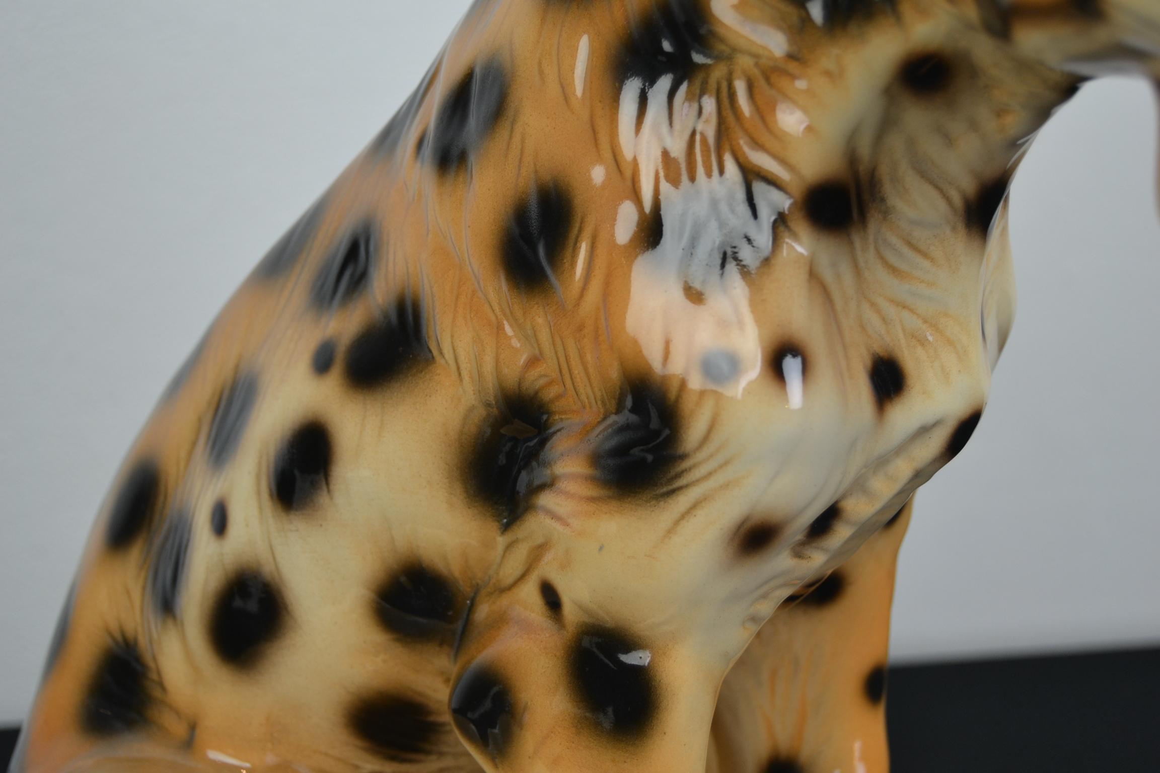 Italian Porcelain Leopard Sculpture, 1970s, Italy