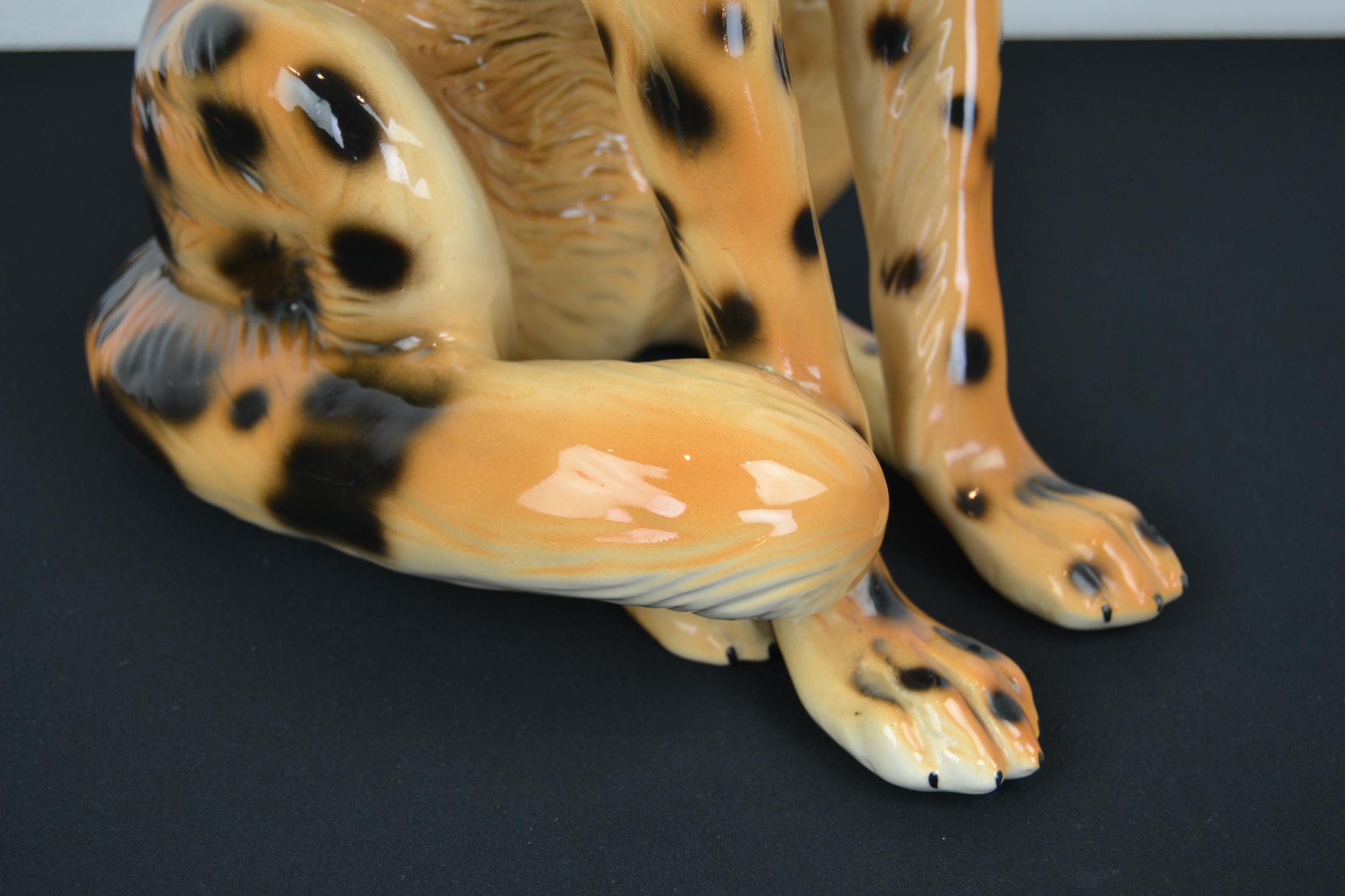 Porcelain Leopard Sculpture, 1970s, Italy In Good Condition In Antwerp, BE
