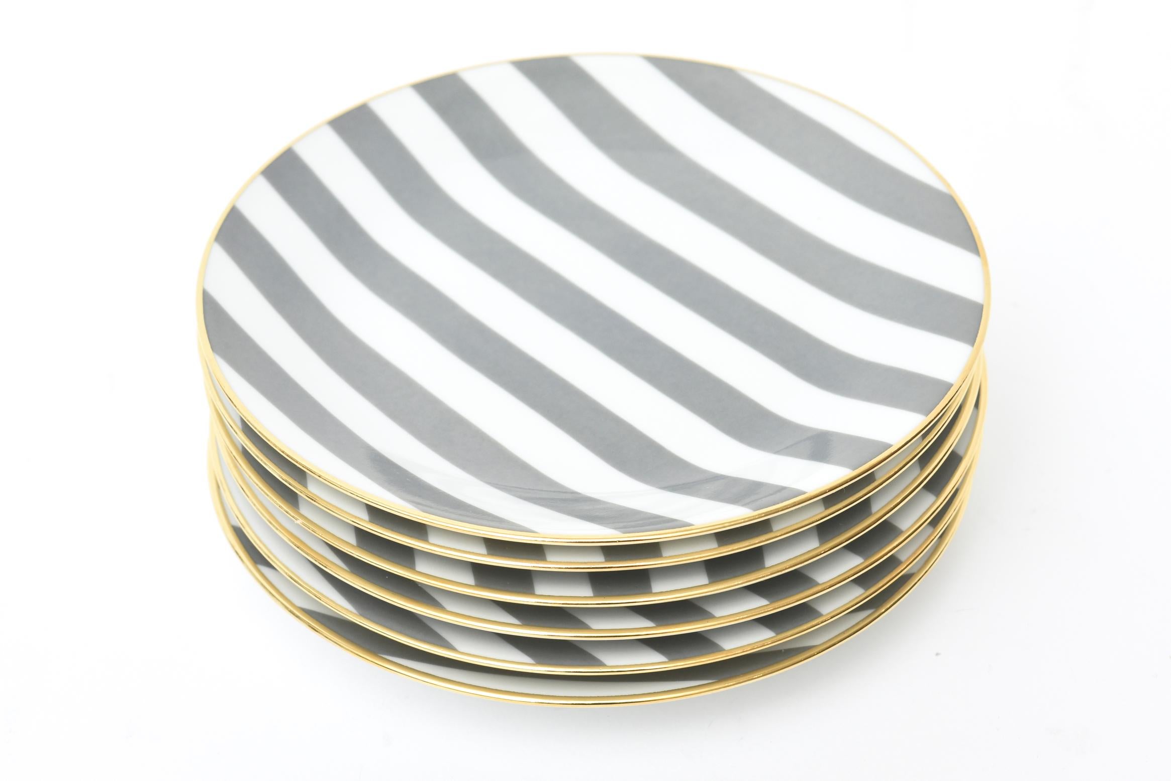 Modern Limoges Phillipe Deshoulières Porcelain Desert Appetizer Plates Barware