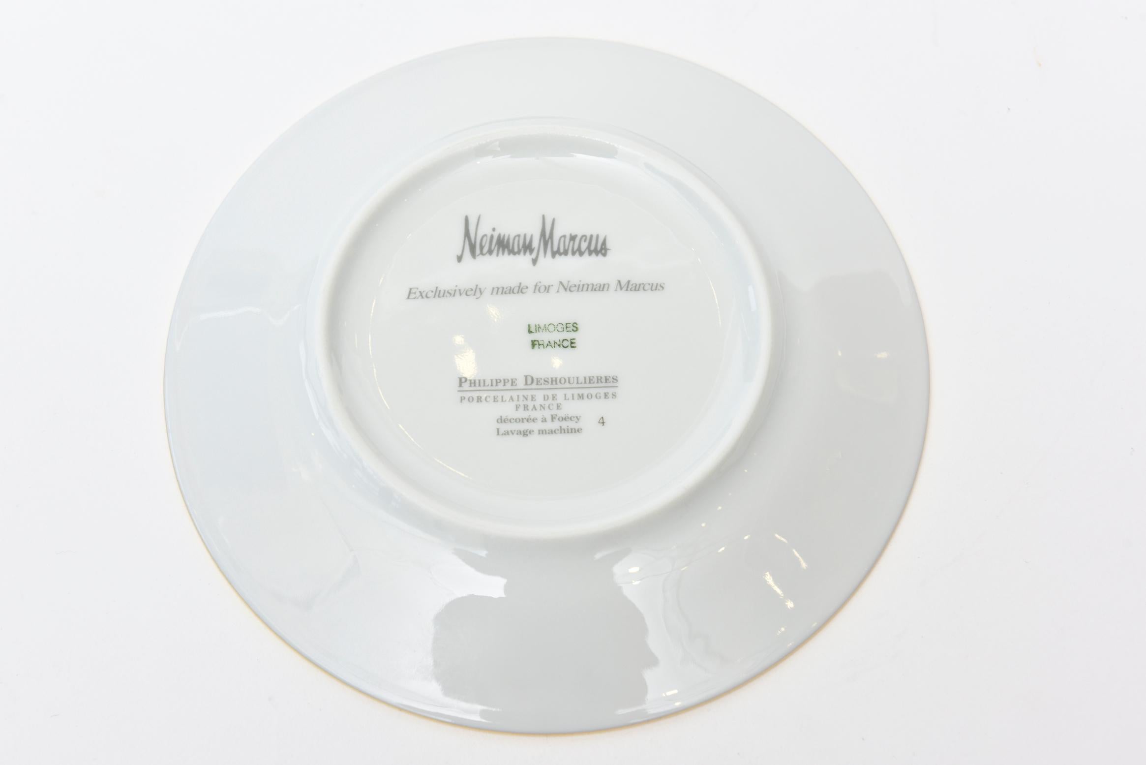 Limoges Phillipe Deshoulières Porcelain Desert Appetizer Plates Barware In Good Condition In North Miami, FL