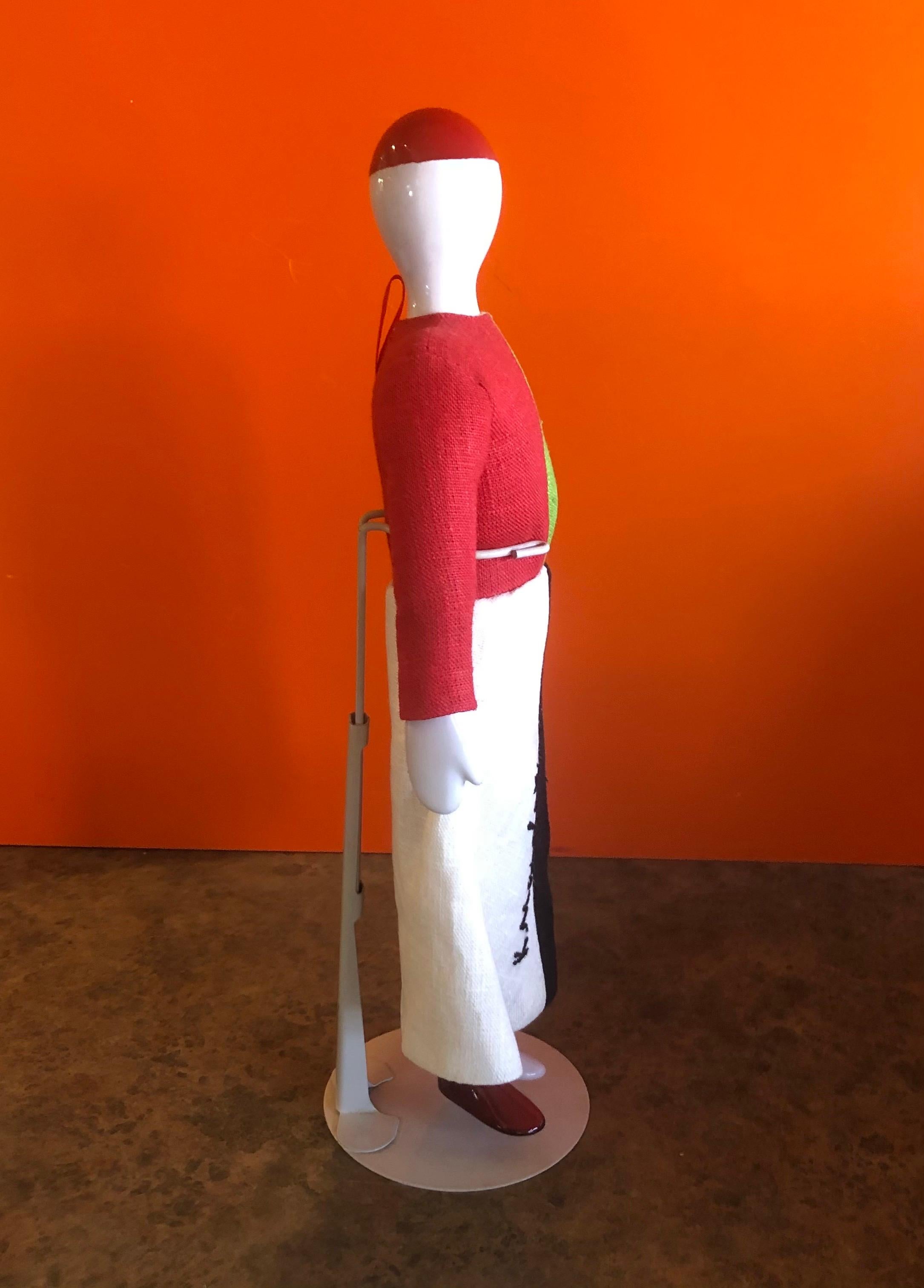 Porcelain and Linen Russian Avante Garde Doll with Stand by Kazimir Malevich 2
