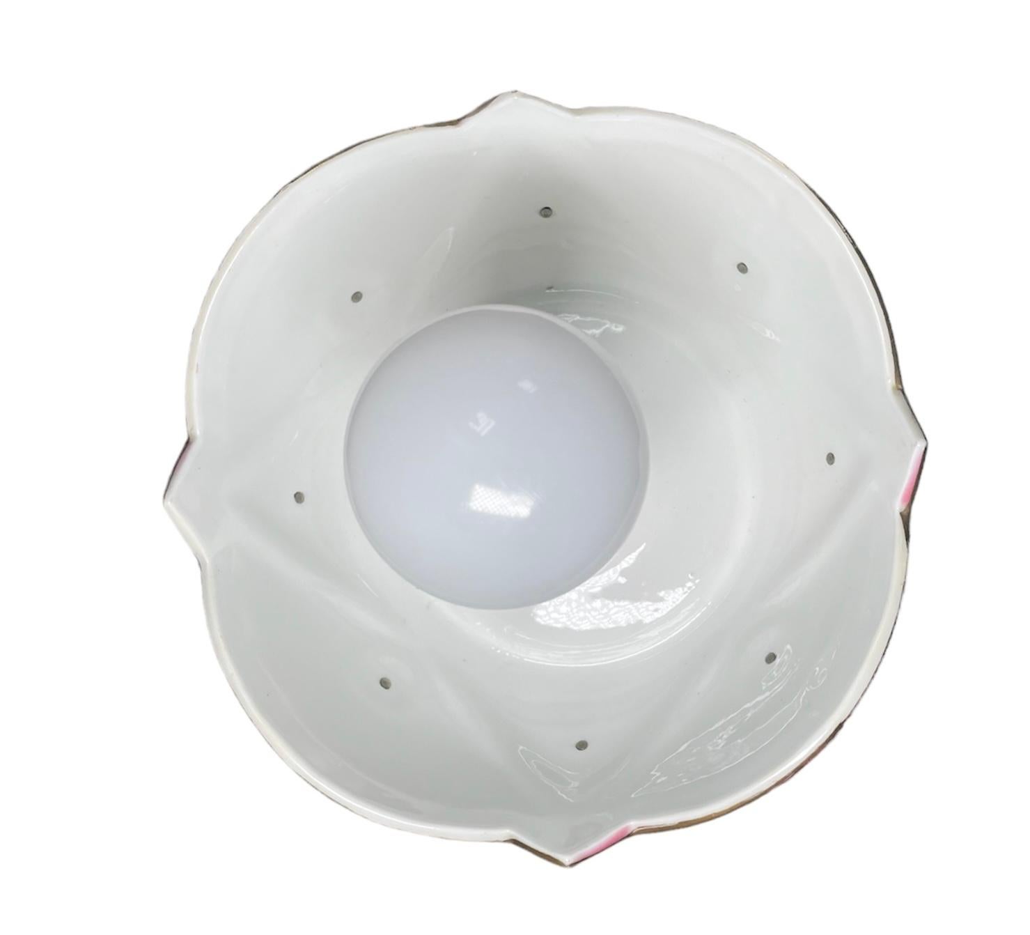 Porcelain Mantle Luster Lamp For Sale 2