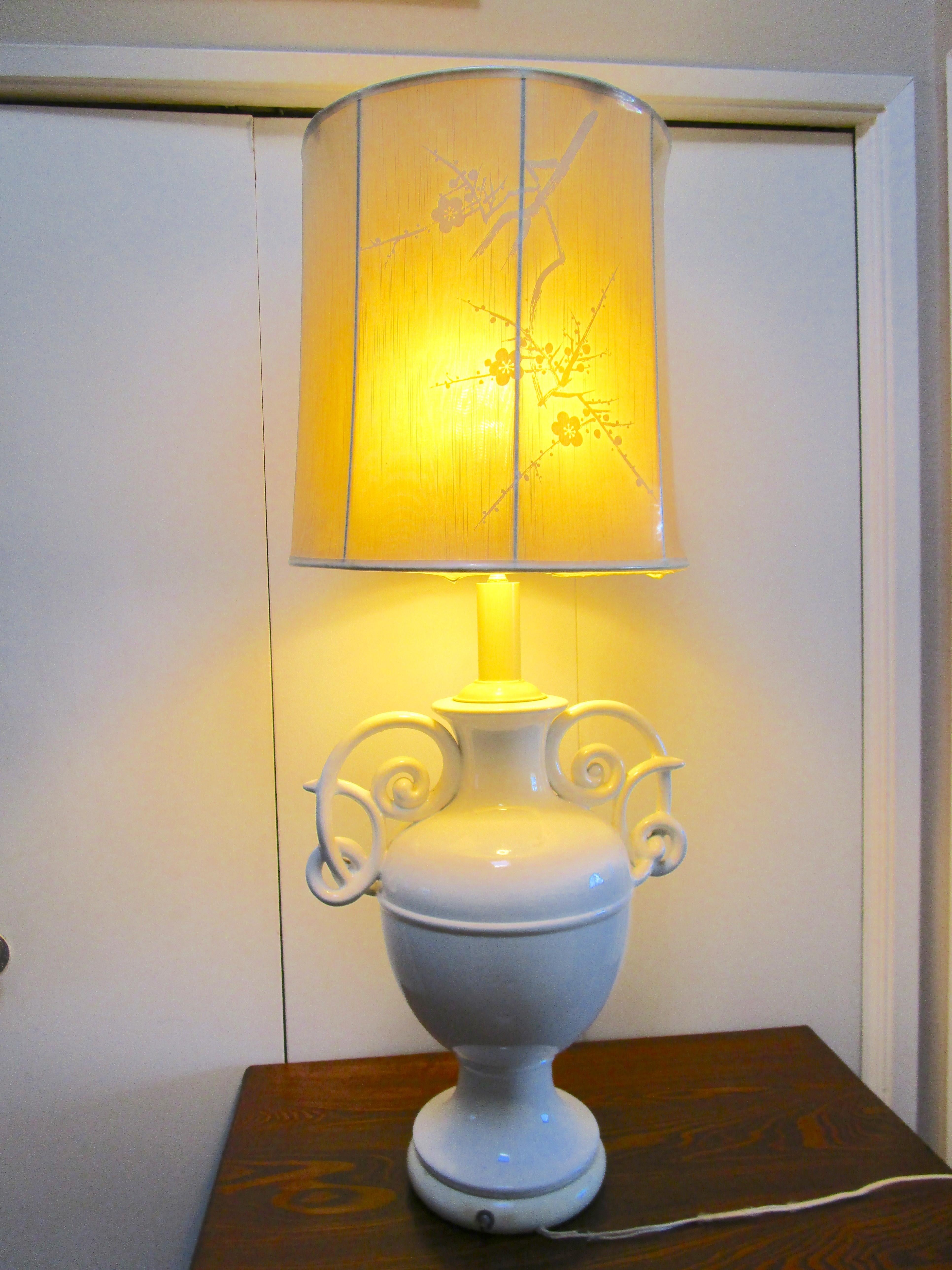 Porcelain Monumental Vasiform Blanc De Chine 1920s Art Nouveau Lamp In Good Condition In Lomita, CA
