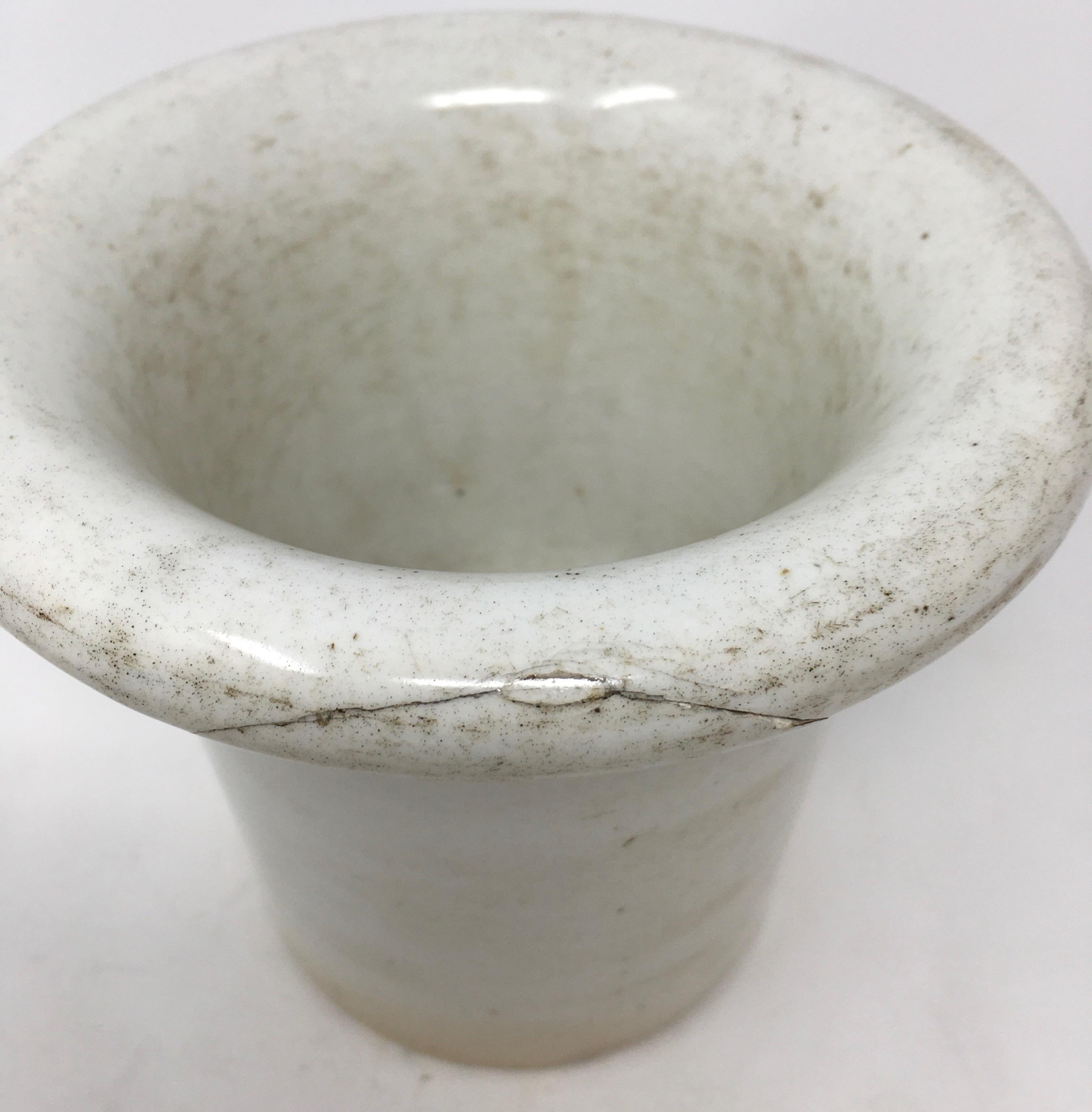 Porcelain Mortar and Pestle from France In Good Condition In Houston, TX