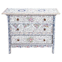 Porcelain Mosaic Inlaid Three Drawer Chest