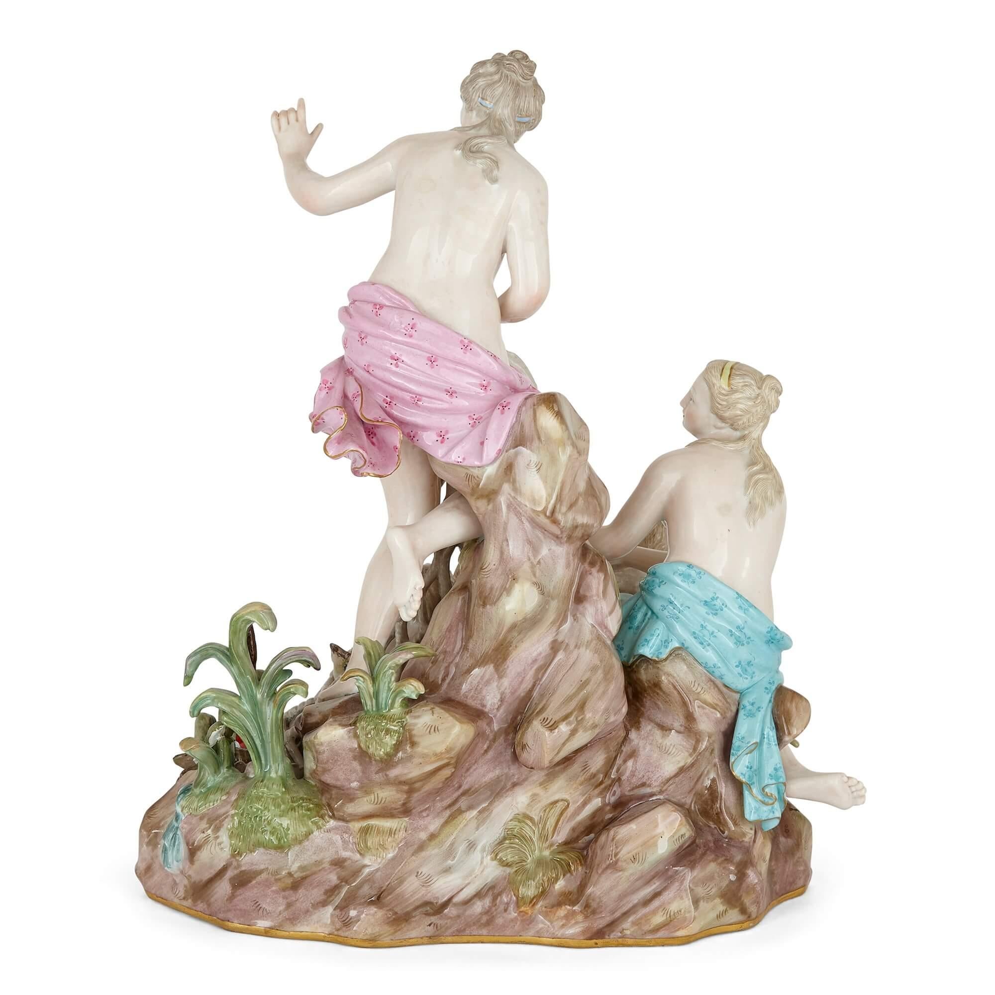 Rococo Porcelain Mythological Group of Triton by Meissen