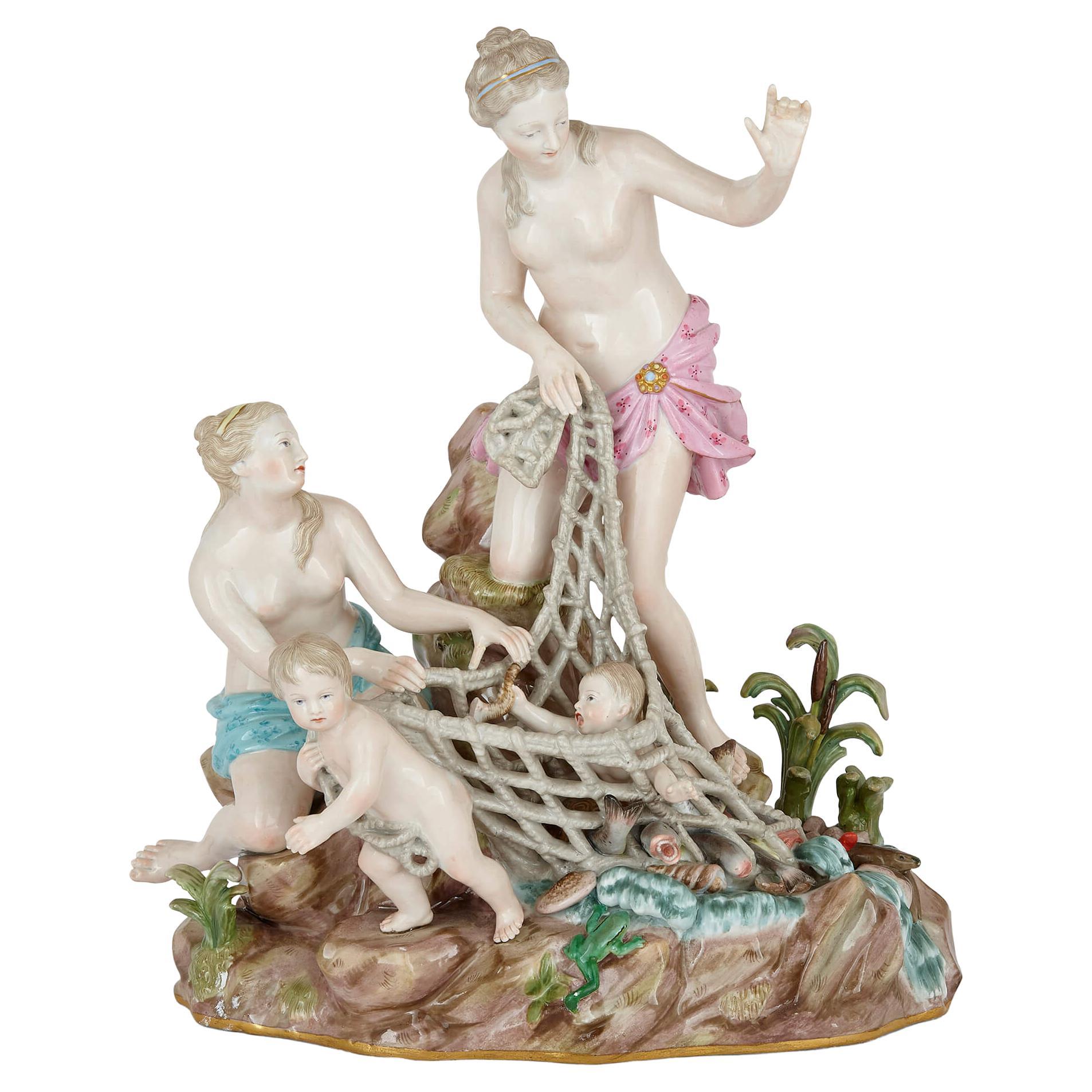 Porcelain Mythological Group of Triton by Meissen