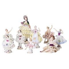 Porcelain - Nine Ballerinas - Dresden - 19th Century