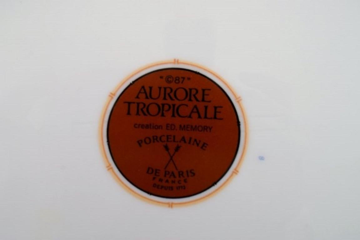 Plat de service en porcelaine de Paris, « Tropical Aurore », avec fleurs Excellent état - En vente à Copenhagen, DK