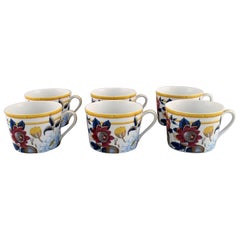 Porcelaine de Paris, « Tropical Aurore », six tasses à café en porcelaine, années 1980