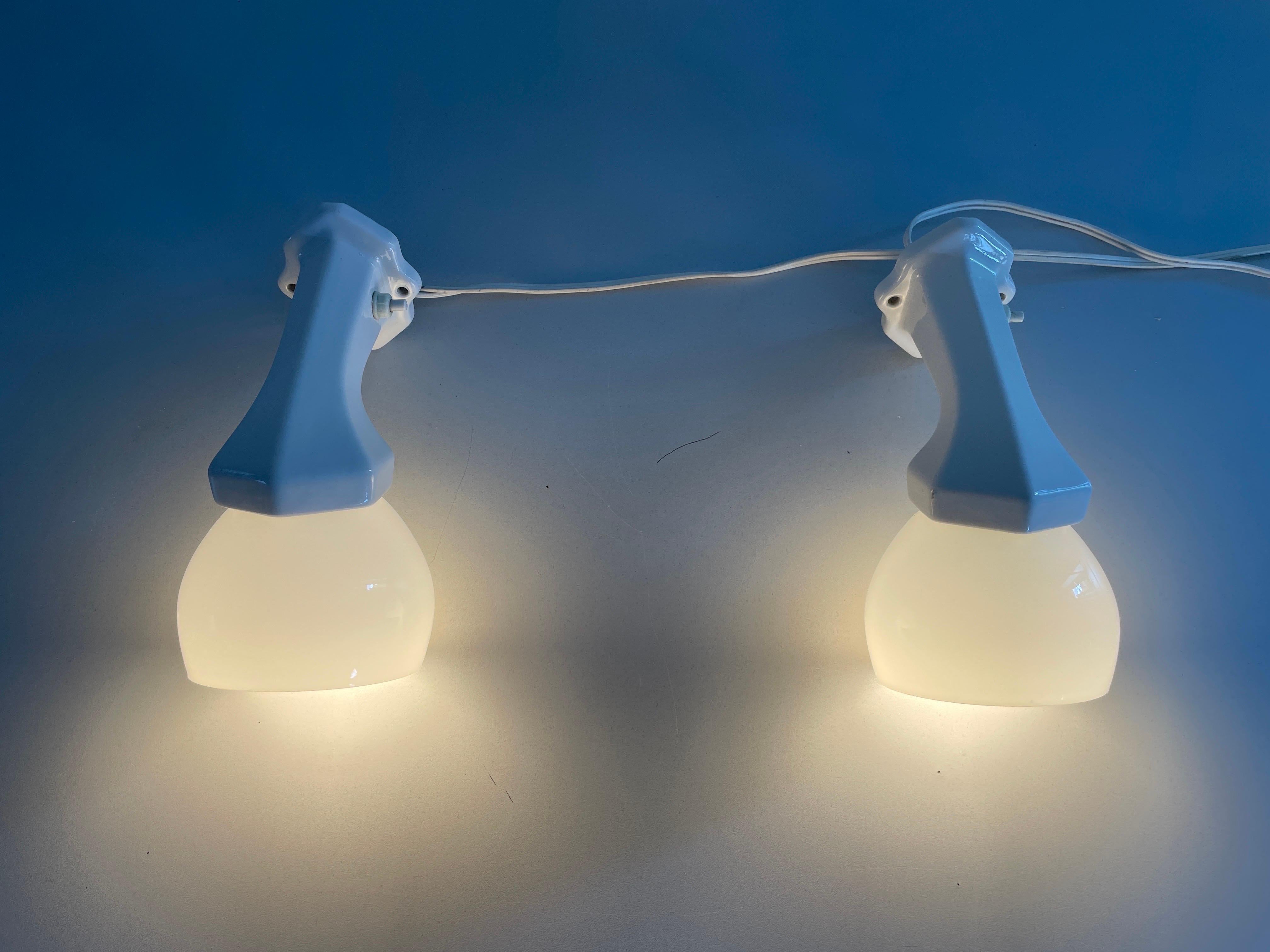 Apliques de baño de porcelana y cristal opalino, años 60, Italia en venta 7