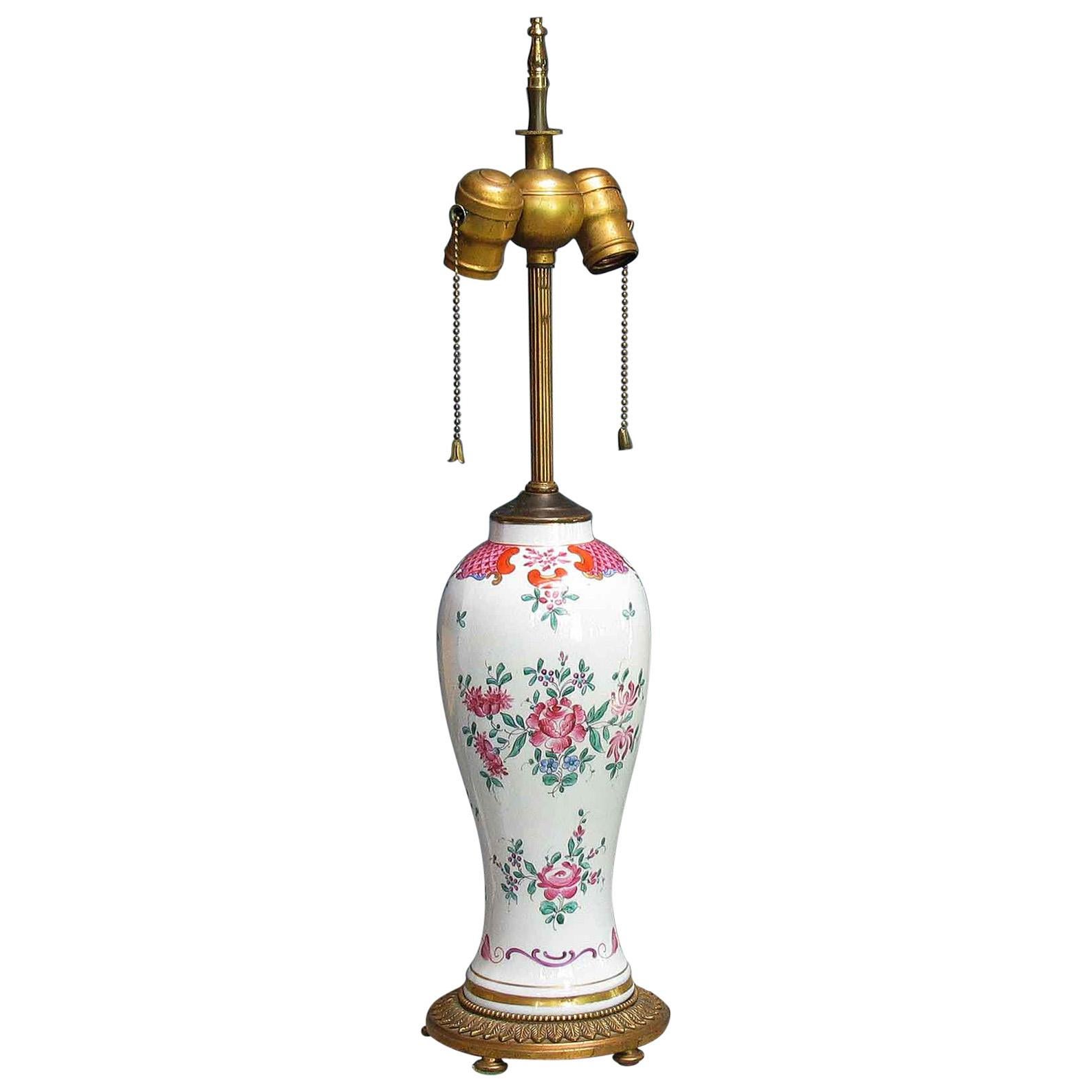 Porcelain Ormolu Mounted Chinese Lamp