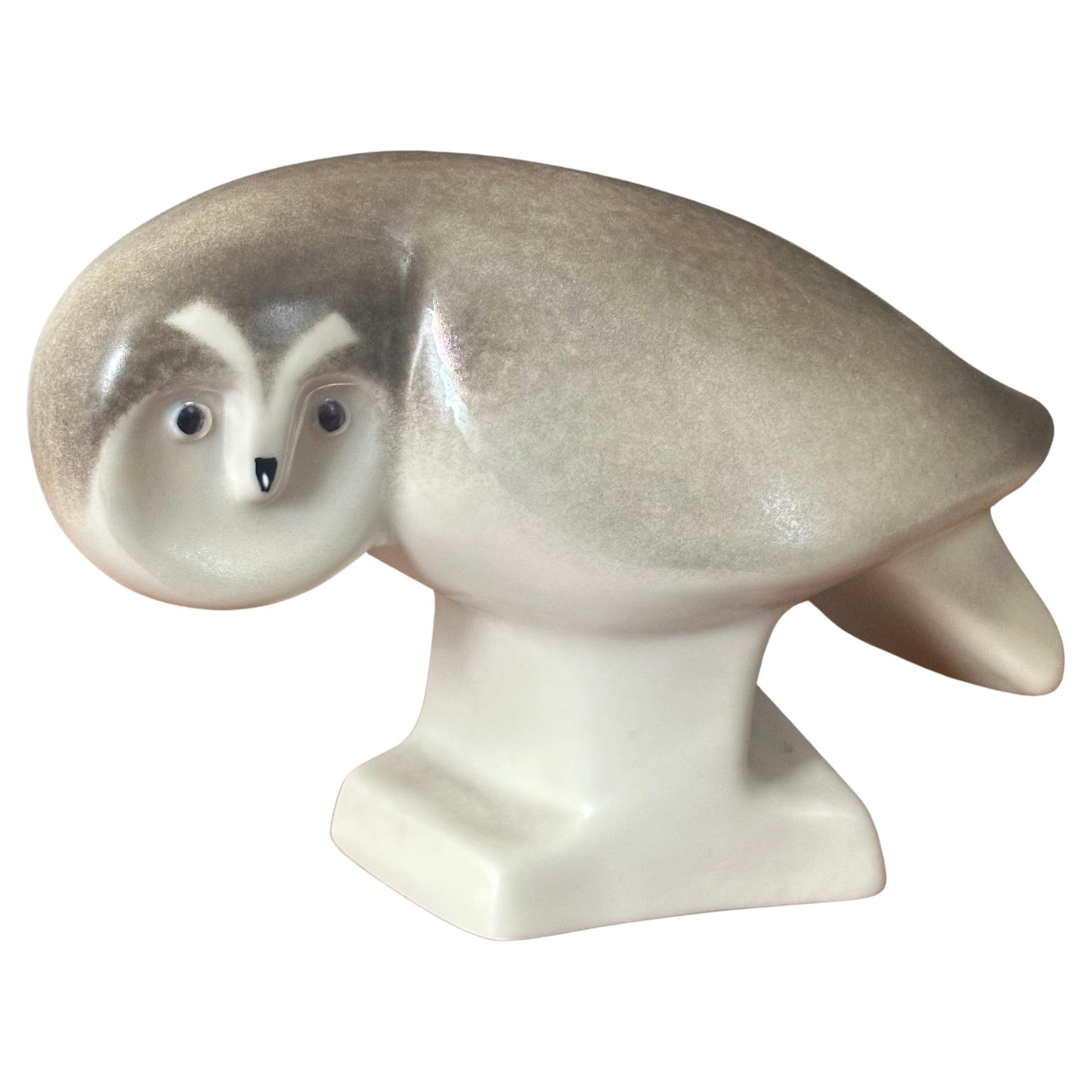 Porcelain Owl Sculpture by Lillemor Mannerheim for Arabia of Finland For Sale 5