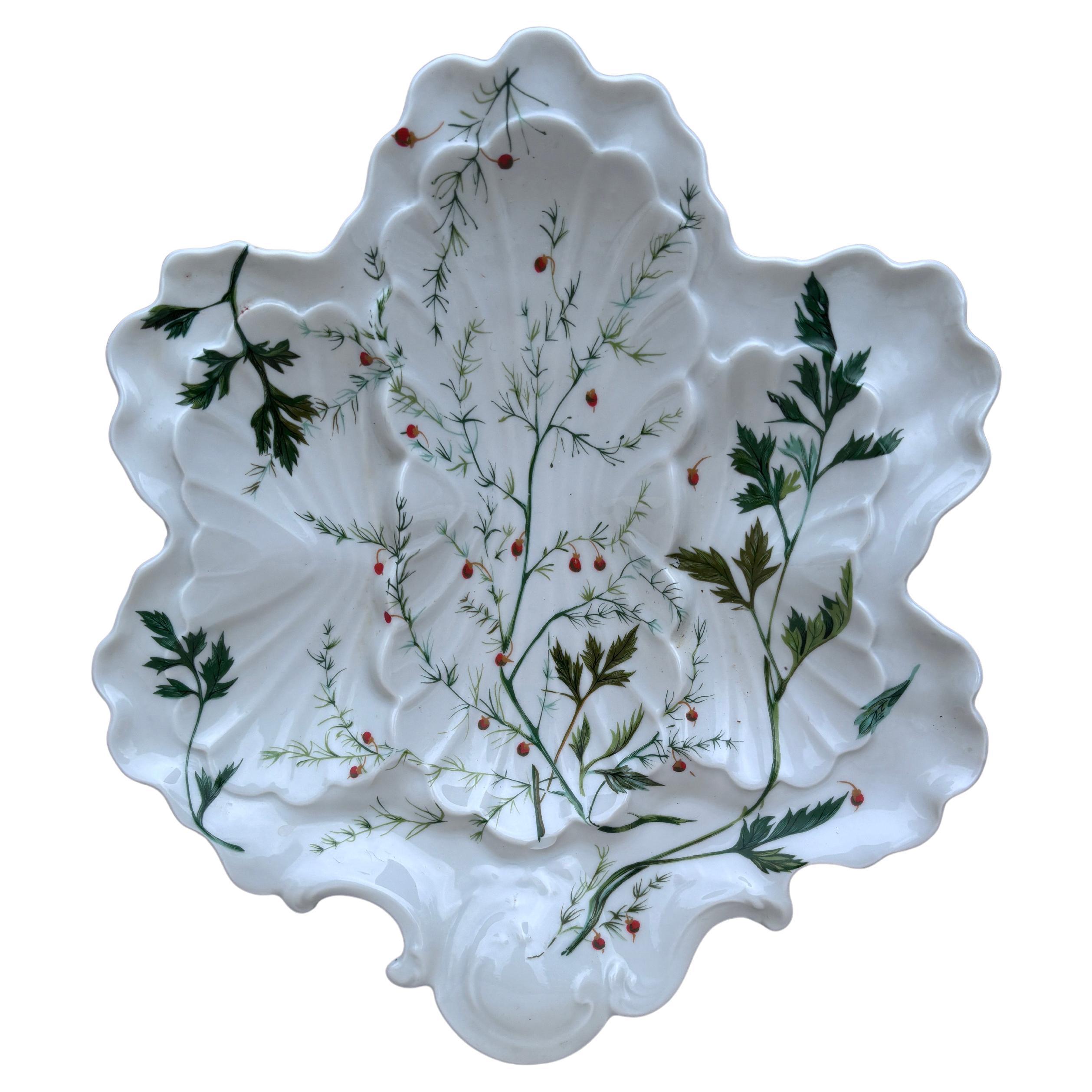 Porcelain Oyster Botanical Plate Limoges, circa 1900