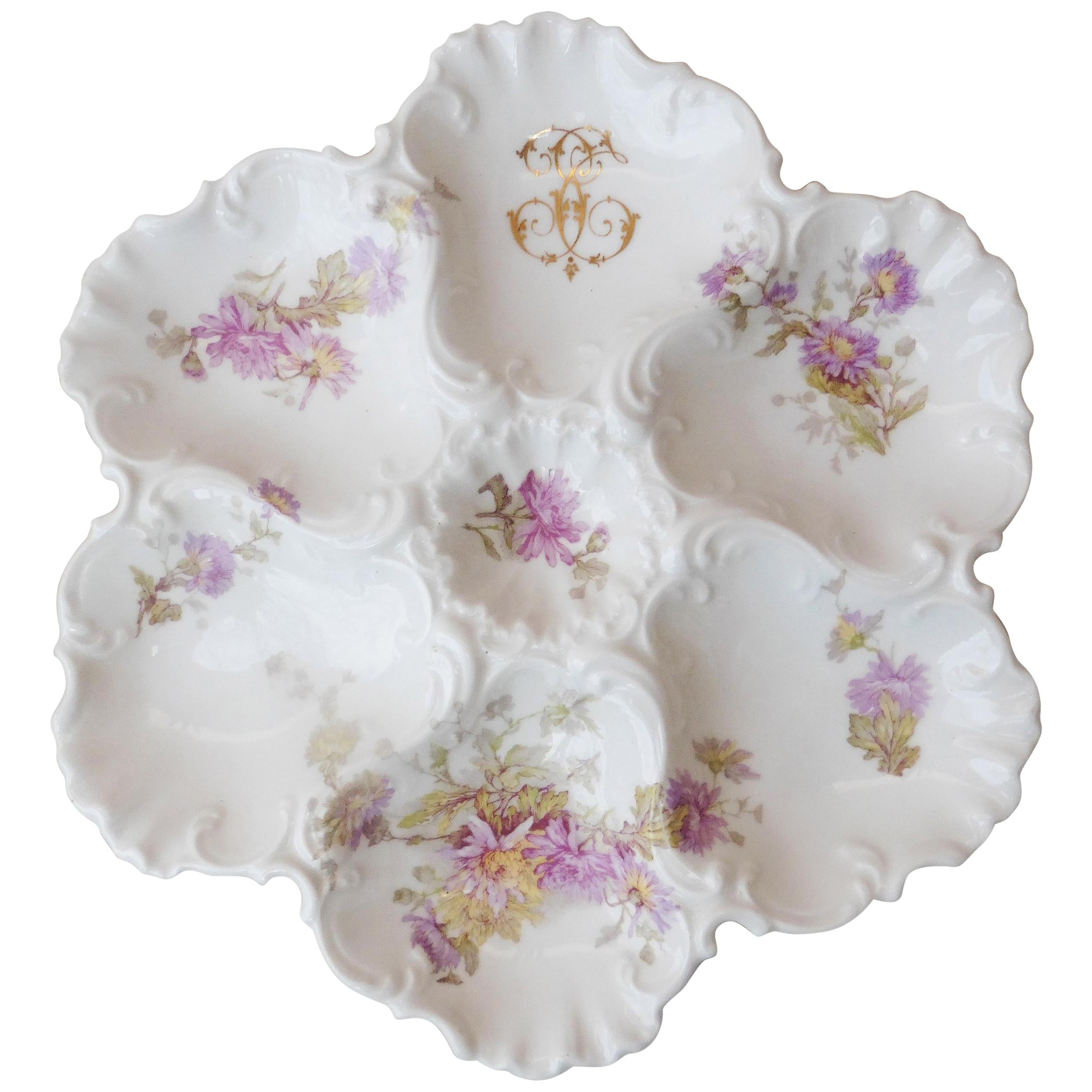 Porcelain Oyster Plate Limoges, circa 1920
