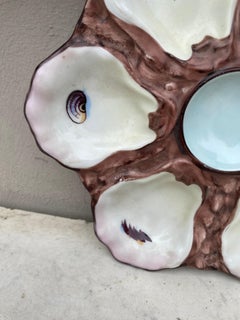 French Limoges Majolica Porcelain Oyster Plate, circa 1900
