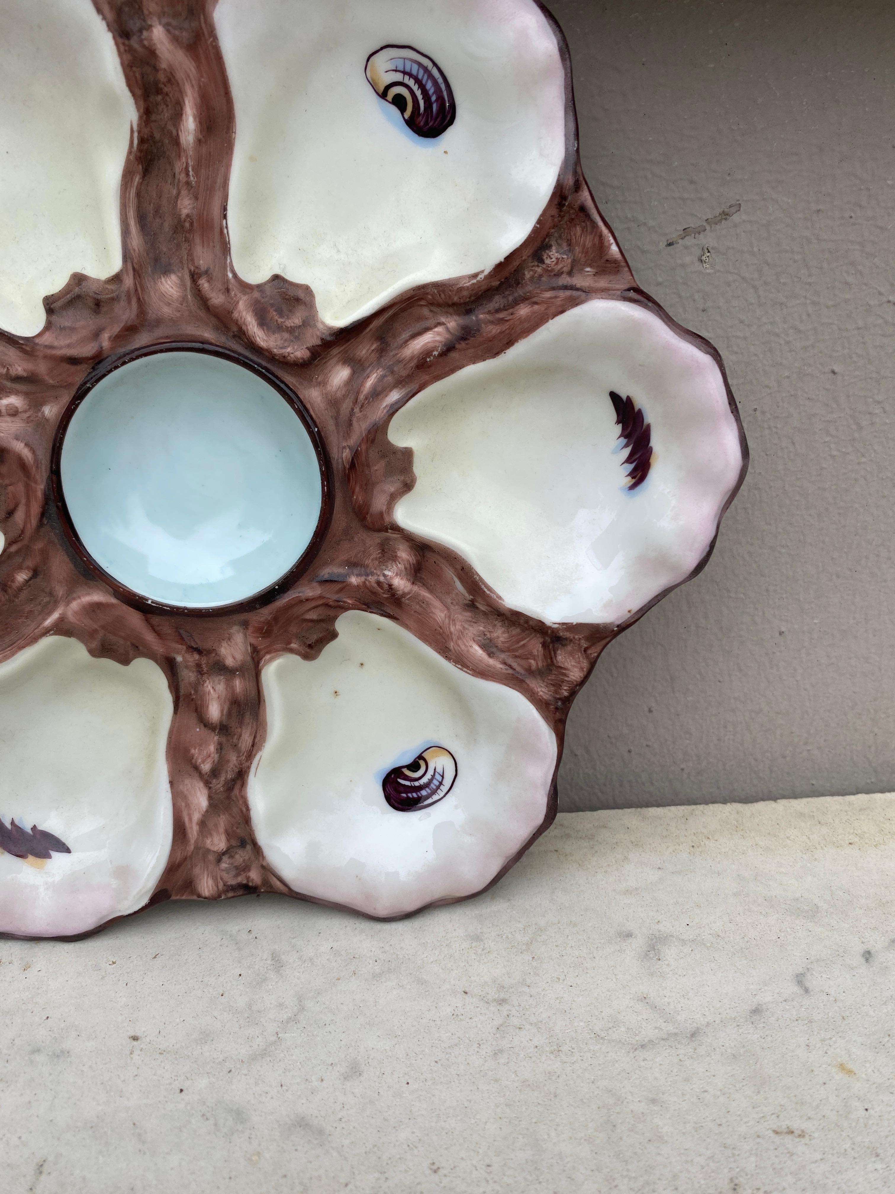 German Porcelain Oyster Plate With Shells, circa 1900 For Sale