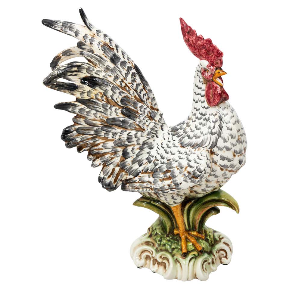 Porcelain Painted Rooster For Sale at 1stdibs