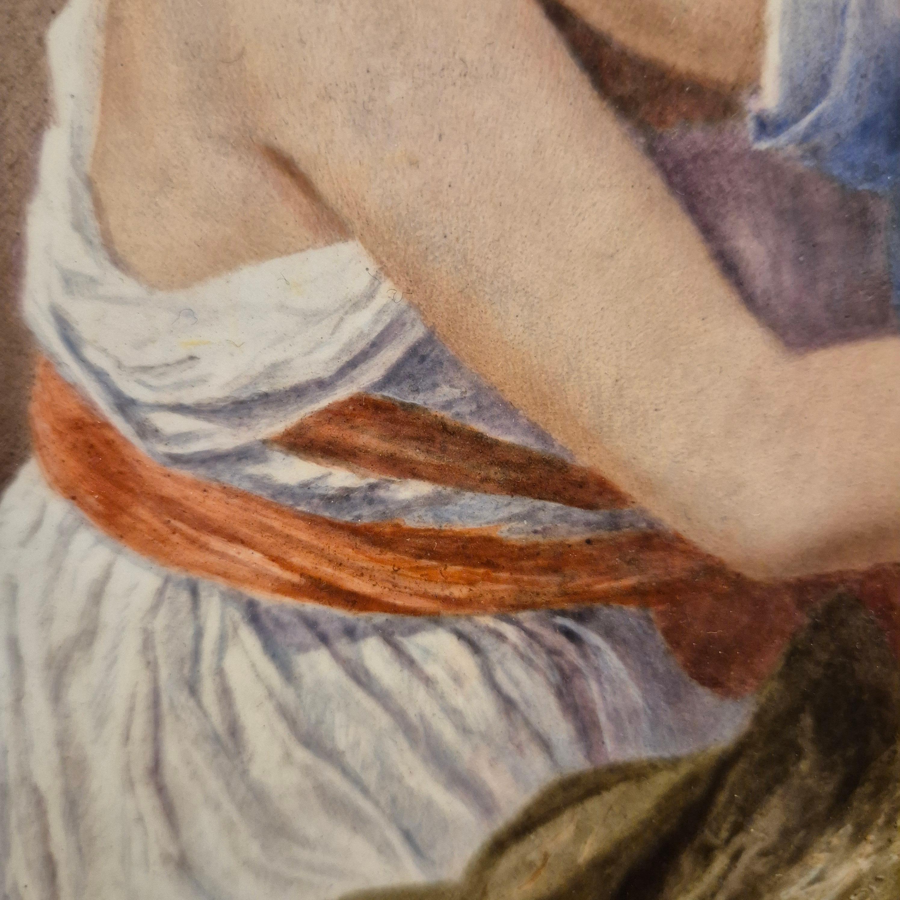 XIXe siècle Tableau en porcelaine représentant Madame Vigée Le Brun et sa fille, 19e siècle en vente