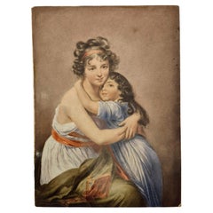 Porcelain painting of Madame Vigée Le Brun and her daughter, 19th century