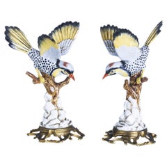 Porcelain - Pair of birds on a tree trunk - Sevres - 19th century