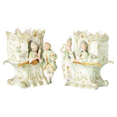 Porcelain - Pair of flower vases - 19th century