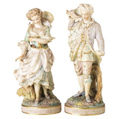 Porcelain - Pair of gallant figures - 19th century
