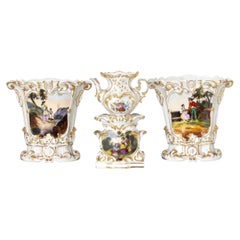 Porcelain - Pair of vases and lamp - 19th century