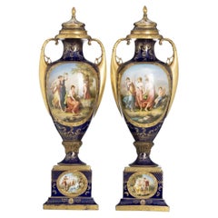 Porcelaine - Paire de vases avec couvercles, 80 cm (signés) - Royal Vienna, XIXe siècle