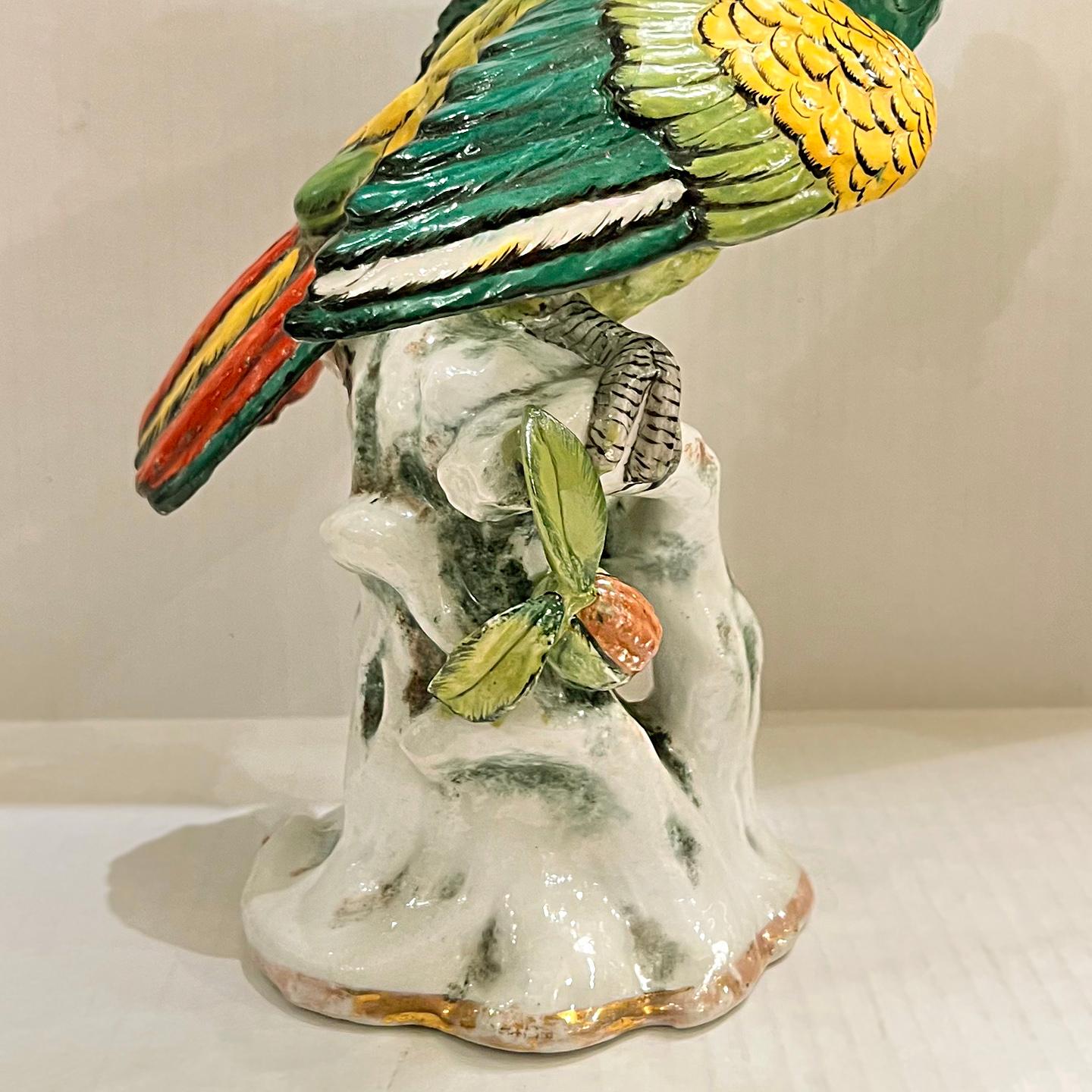 Early 20th Century Porcelain Parrot Figurine For Sale